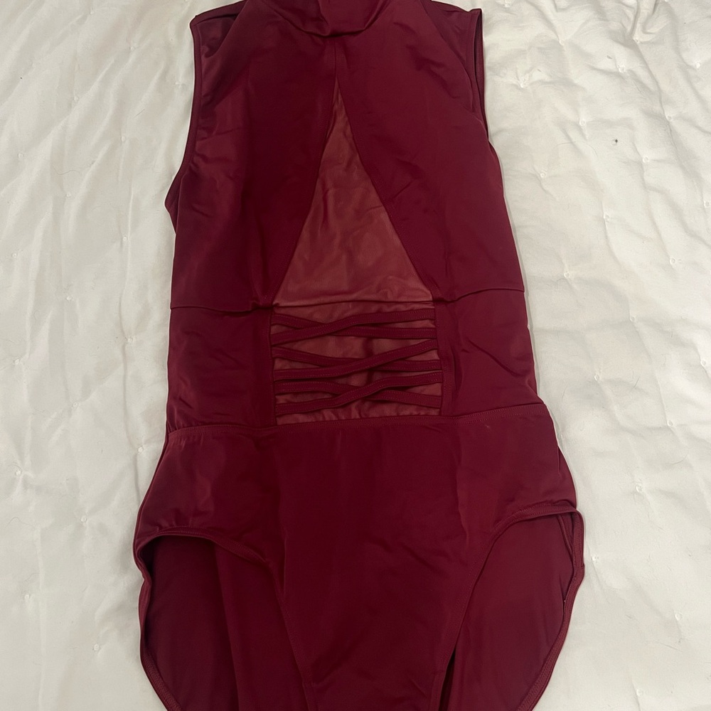 Burgundy High Neck Leotard